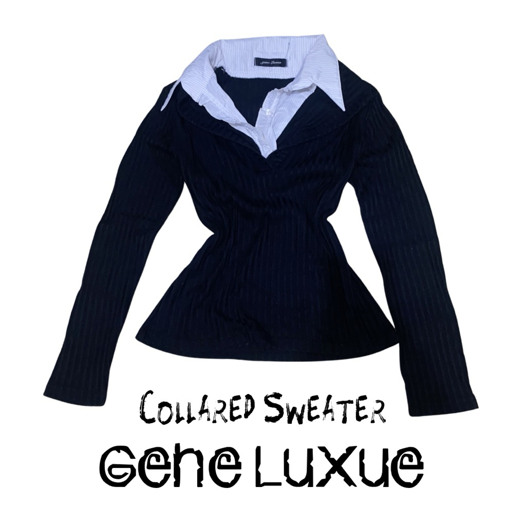 Collared Sweater | Sweater dengan kerah | Y2K | Brand Merek Gene Luxue | Casual goth Siren office Br