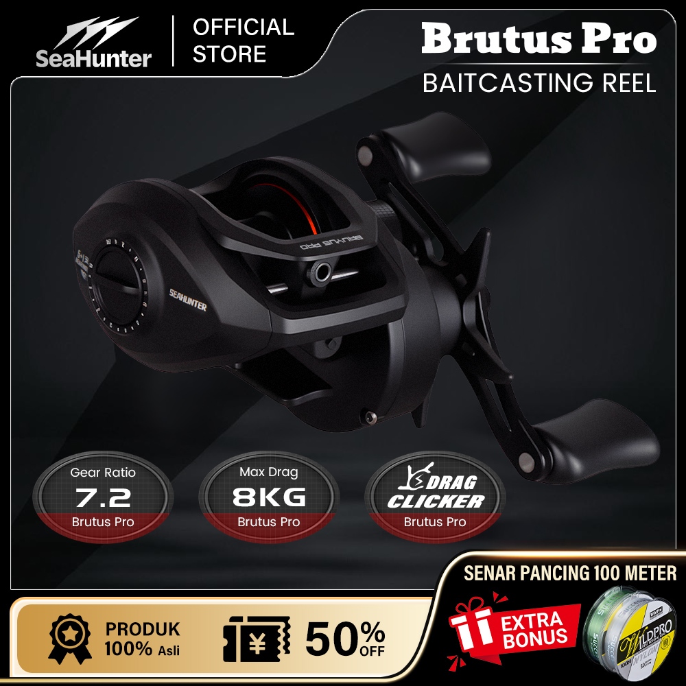 [OFFICIAL]SeaHunter x KastKing BRUTUS PRO Reel BC Baitcasting Reel Pancing,Drag Clicker,7.2:1 Gear R