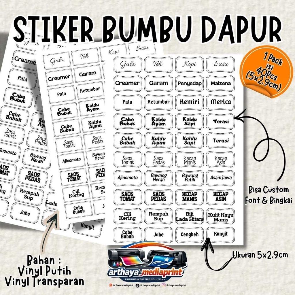 STIKER BUMBU DAPUR / LABEL NAMA BUMBU