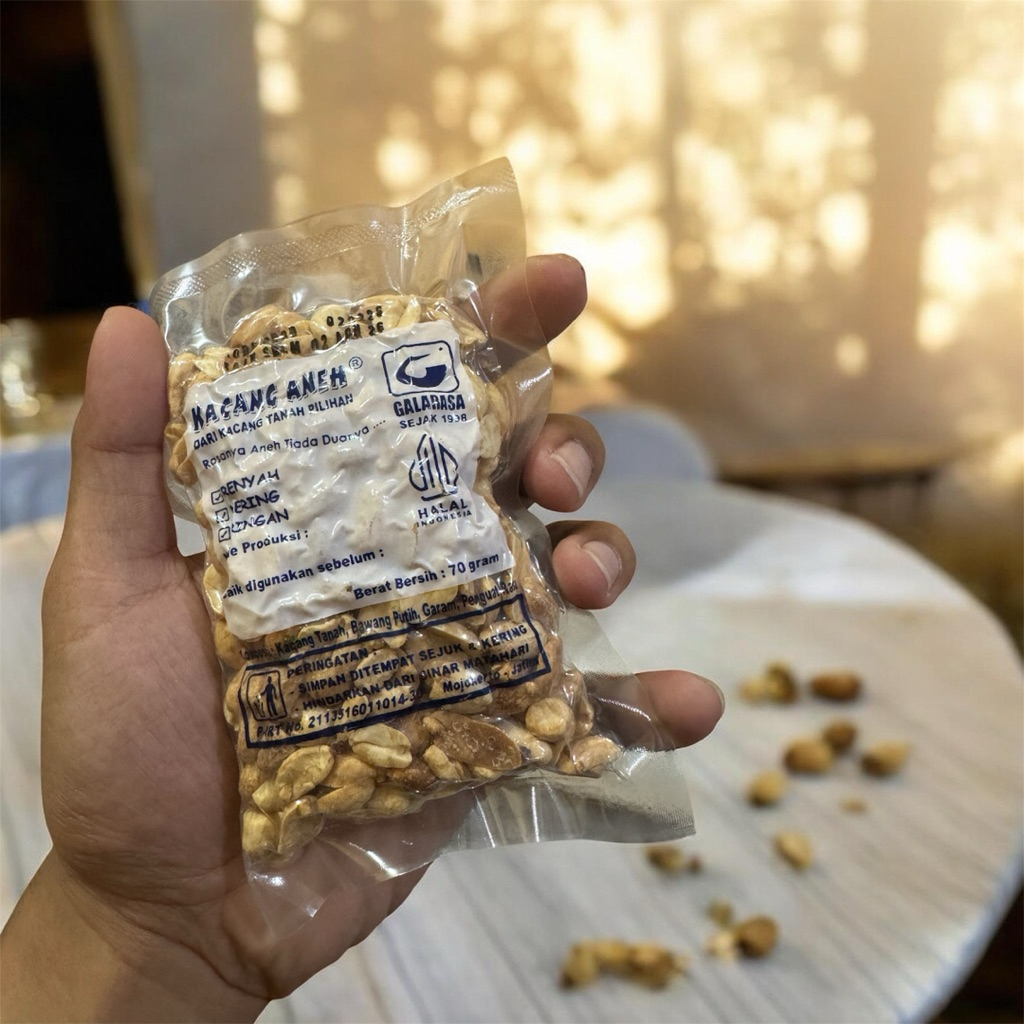 kacang aneh,kacang tanah premium,kacang oven,kemasan 70g