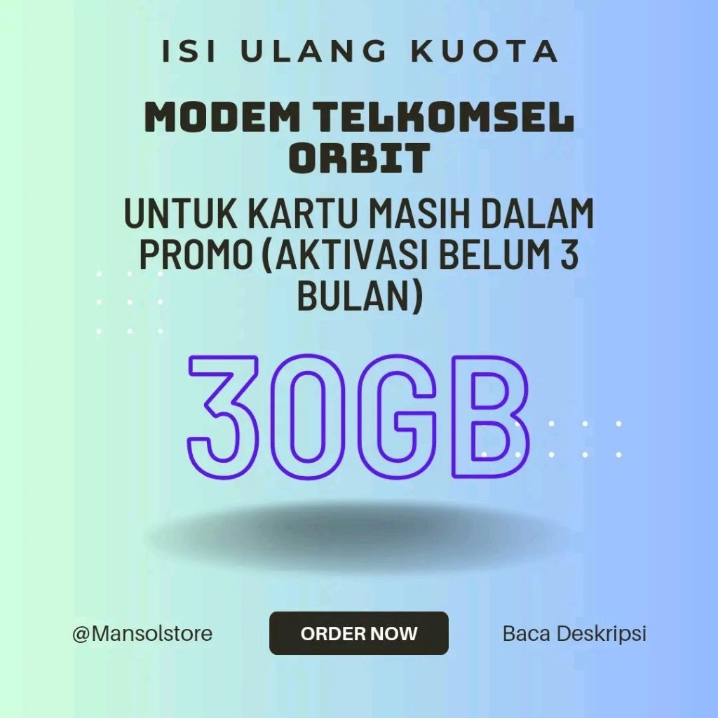 Voucher Paket Data Telkomsel Orbit 30GB 30Hari / Kuota Internet Telkomsel Orbit