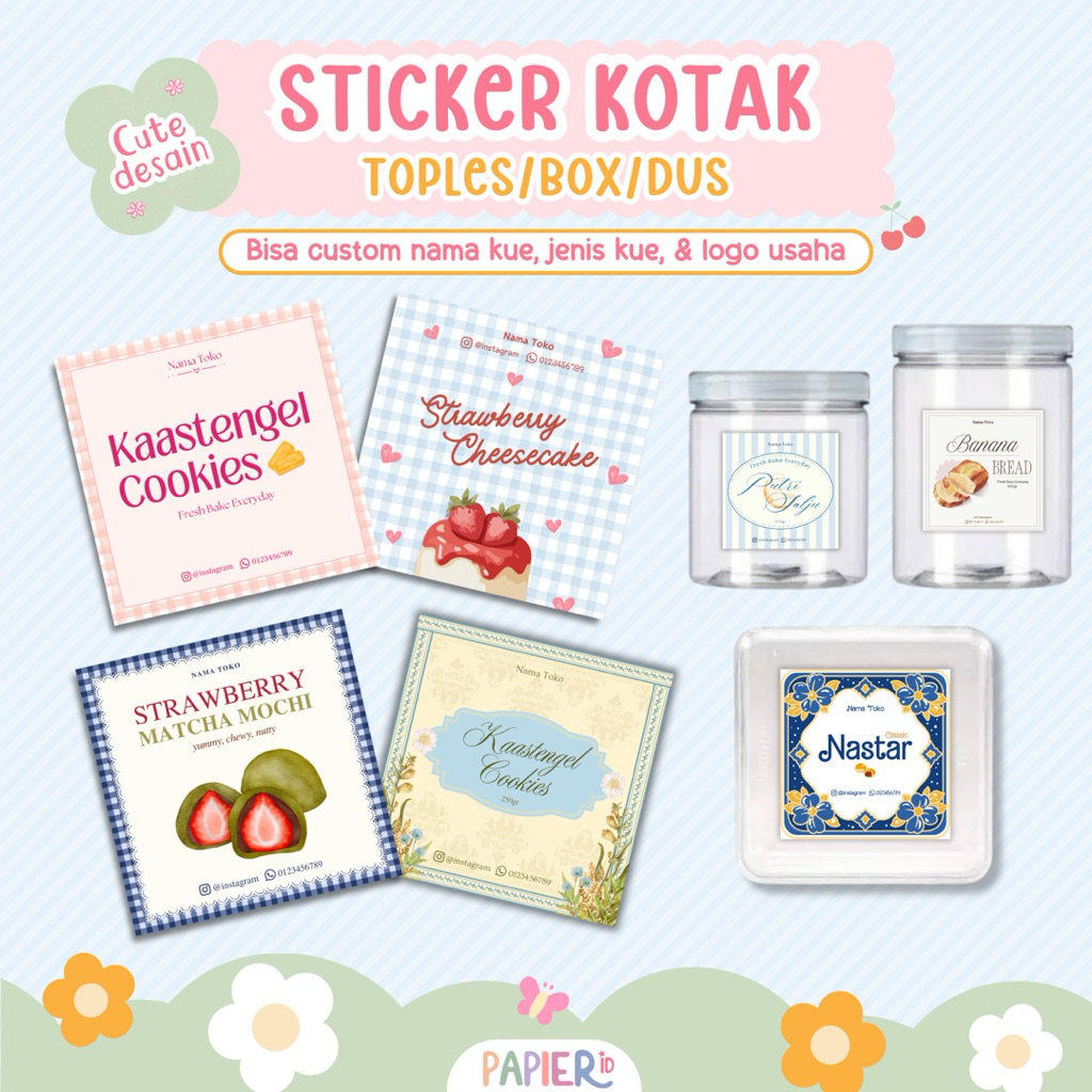 Sticker Toples Kotak | Sticker Toples Kue Kotak | Sticker Hampers | Sticker Kotak | Sticker Toples |