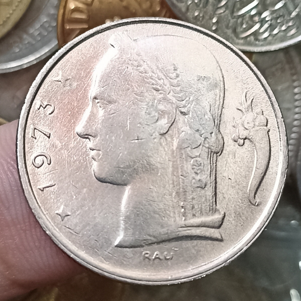 Koin Kuno Belgia 5 Francs Tahun 1973