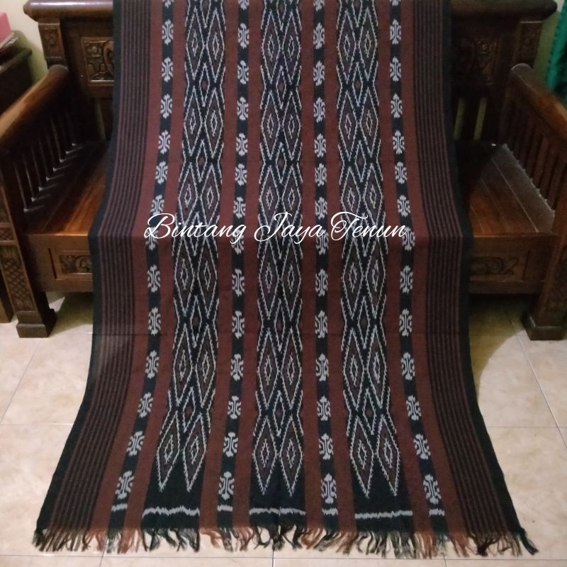 Kain Tenun Etnik Tenun Troso Jepara Bahan Baju Warna Coklat