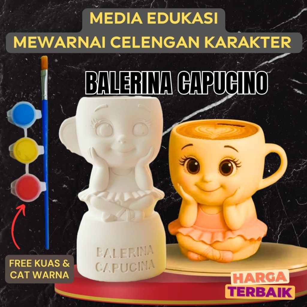 Set Mewarnai Anak Edukasi Celengan Karakter Cat Air Lengkap