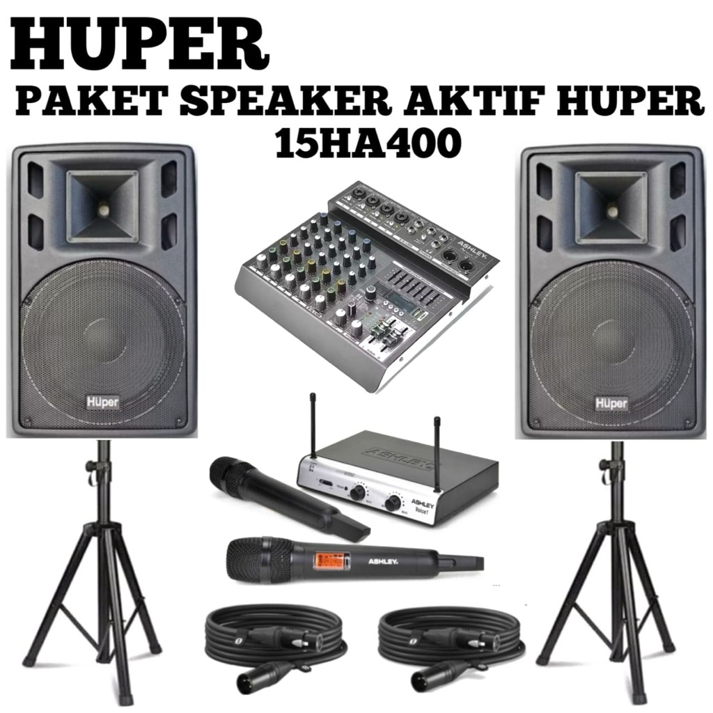 Paket Soundsystem Speaker Aktif Huper 15ha400 Original Speaker 15inch Huper 15ha400