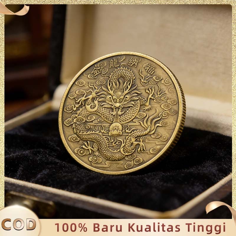 Koin Dragon Phoenix Koin Kemakmuran Koin Keris Mustika Uang Logam Antik Koin Keberuntungan Emas Kuno
