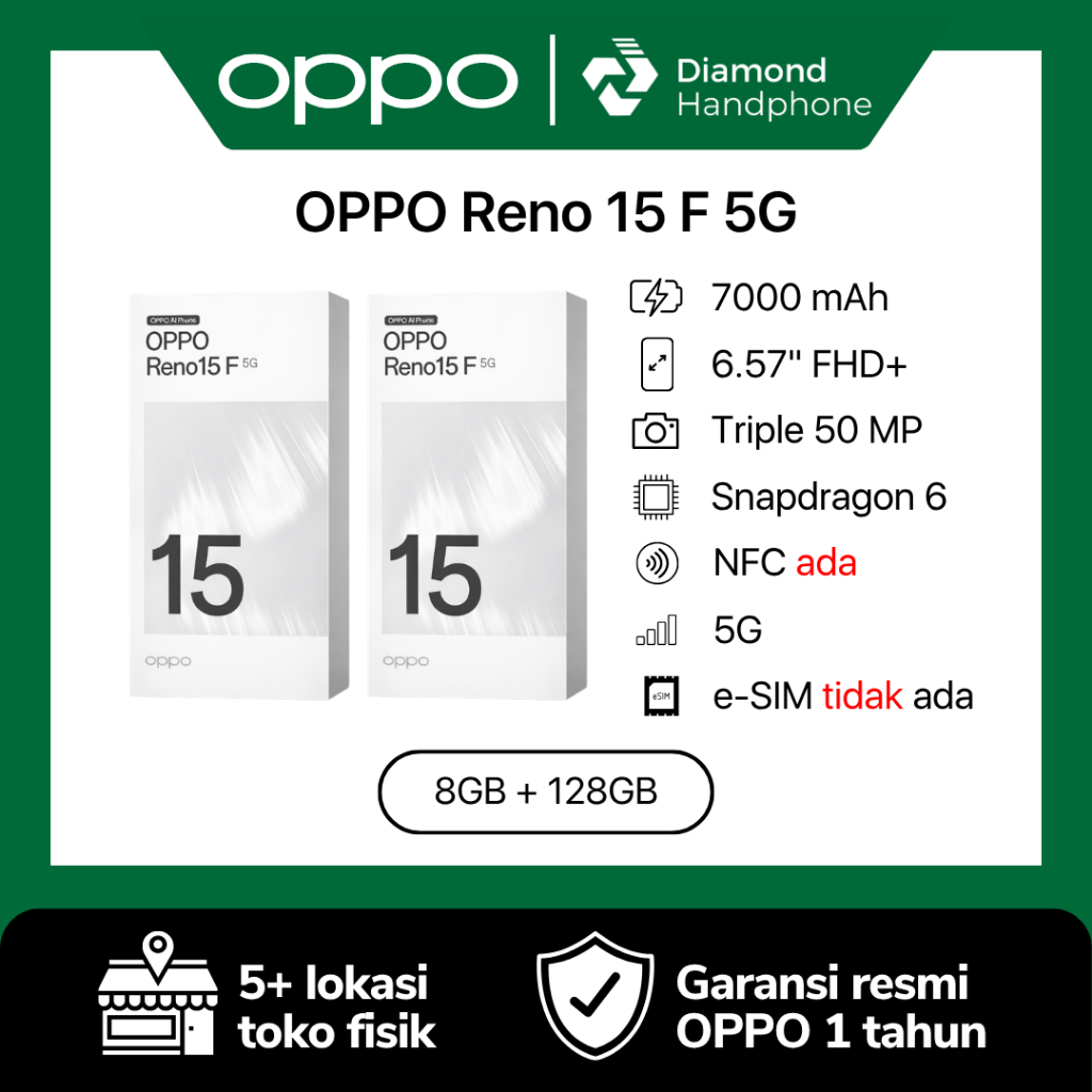 Oppo Reno 15 F 5G 8/128 8/128GB 8GB 128GB Garansi Resmi