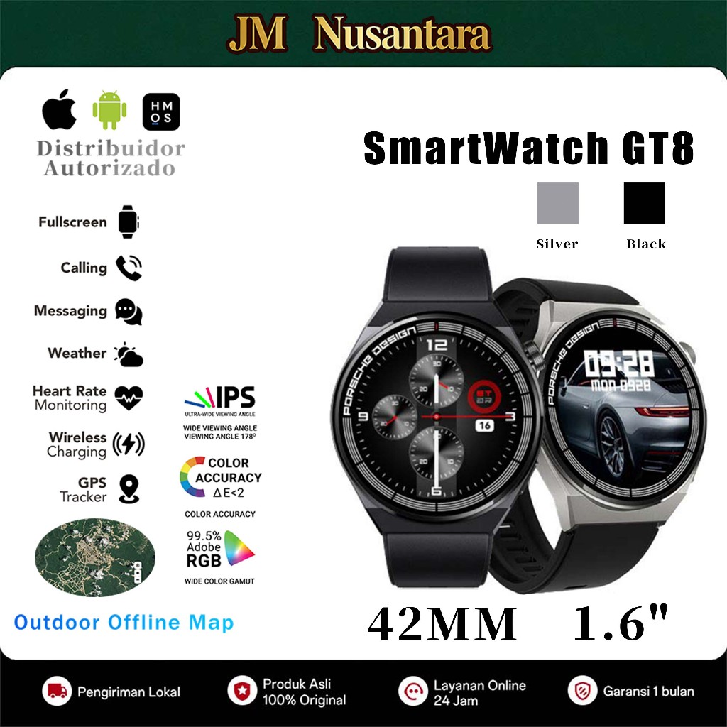 JM Nusantara HUAWEI Smartwatch GT8 Porsche Co-branded Smart Watch | Bluetooth Call, Message Alert, W