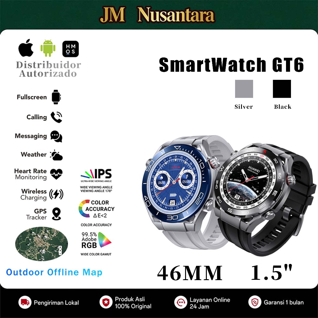 GT6 UItimate Sport Business Smart Watch | ECG, Waterproof, Long Battery Life for Daily & Outdoor Use