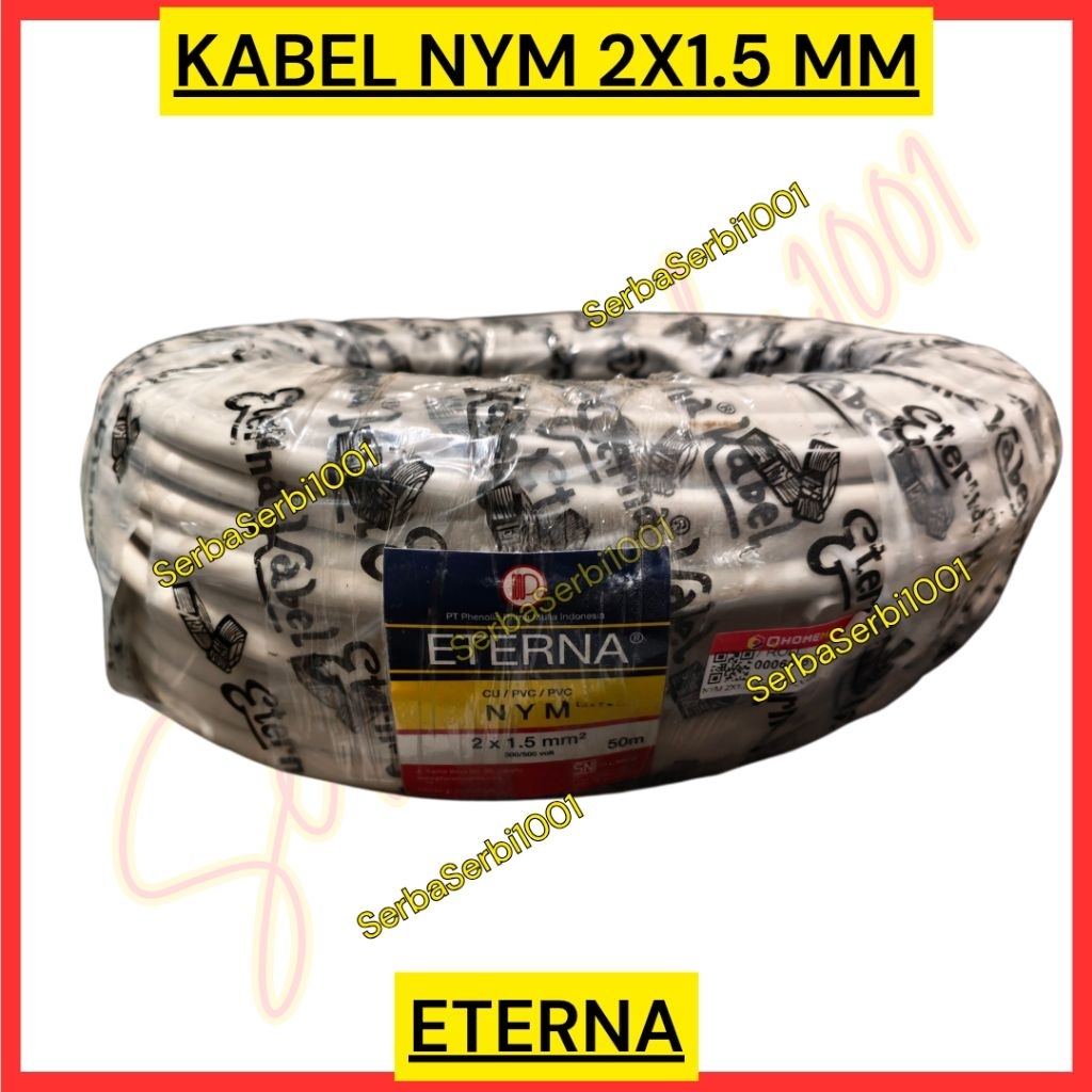 KABEL NYM ETERNA 2 X 1.5 MM / KABEL ETERNA 50 METER / KABEL LISTRIK