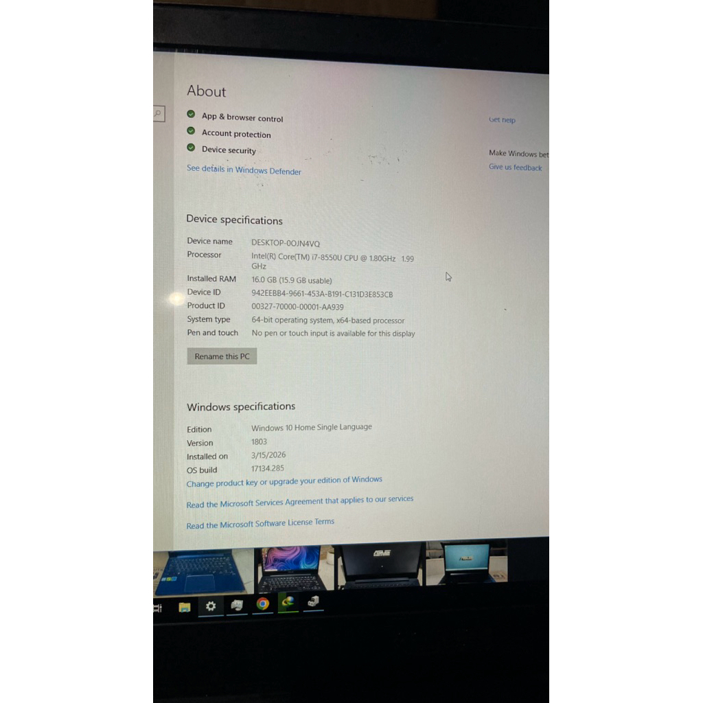 asus zenbook ux331u i7 8550u RAM 16GB SSD NVME 512GB