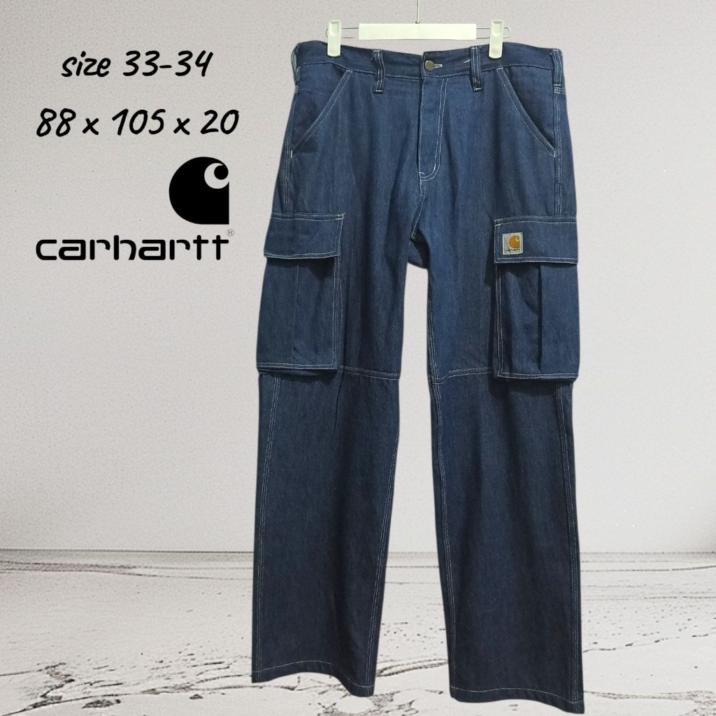 celana panjang cargo denim carhartt biru sz 33-34