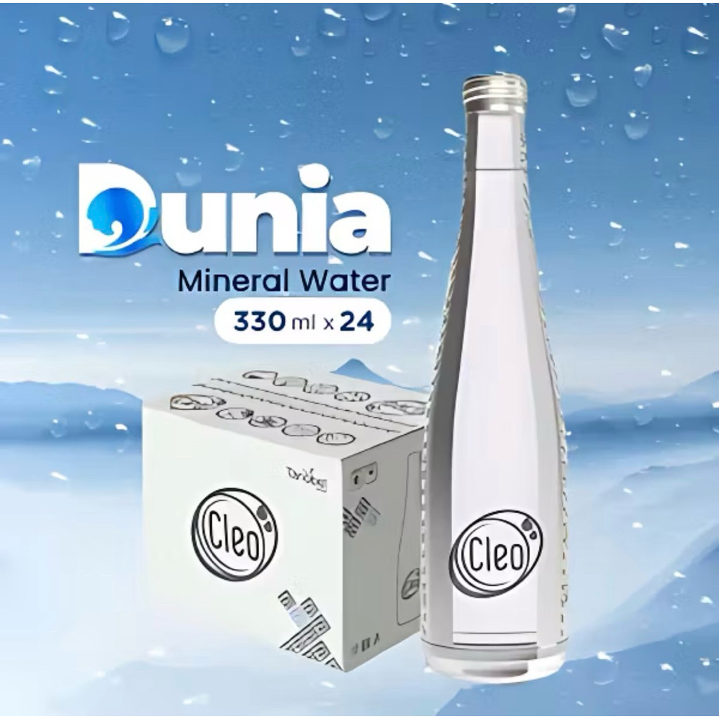 Cleo Glass 330ml Natural Mineral Water [ Dus isi 12 Botol Kaca ]