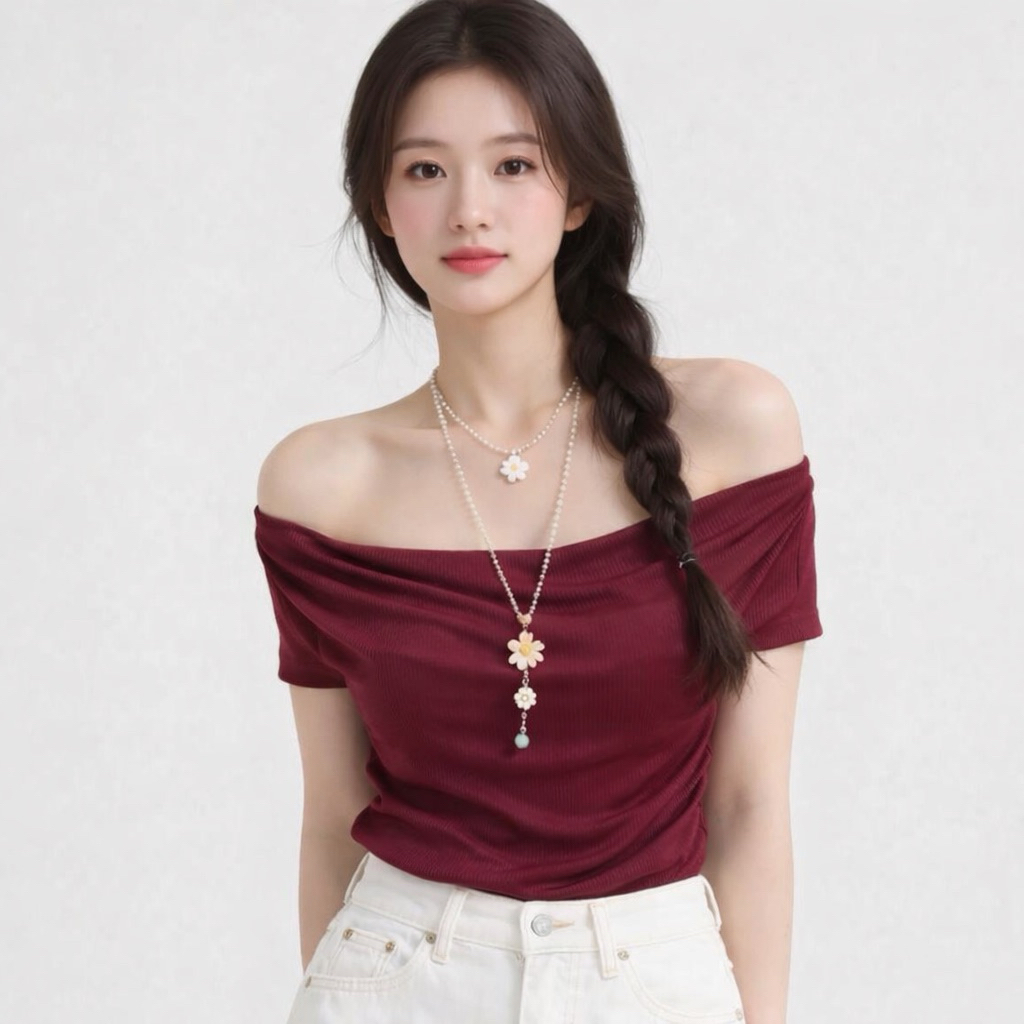 Yuna Sabrina Top | Off Shoulder Knit Korea Premium