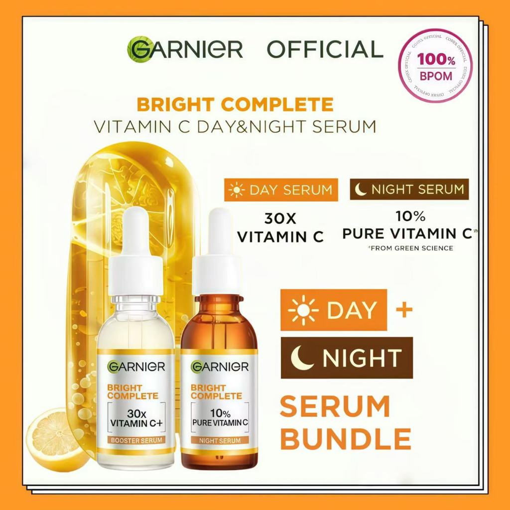 [Paket Skincare] Garnier Bright Complete Vitamin C Day & Night Serum Kit – Paket Serum Pagi & Malam 