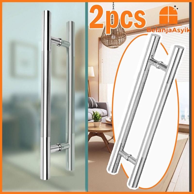 2Pairs Gagang Pintu Kaca Handel Pintu Kaca Stainless Gagang Pintu Kayu Stainless Tampilan Berkelas P