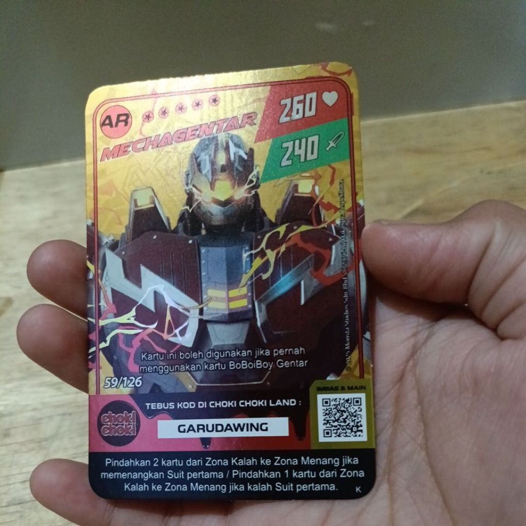 Kartu Hologram Boboiboy - Mecha Gentar AR