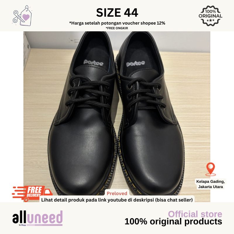 Sepatu Boots Pria Portee Original Derby – Formal | Kerja Kondangan Kasual | Sepatu Kulit Microfiber 