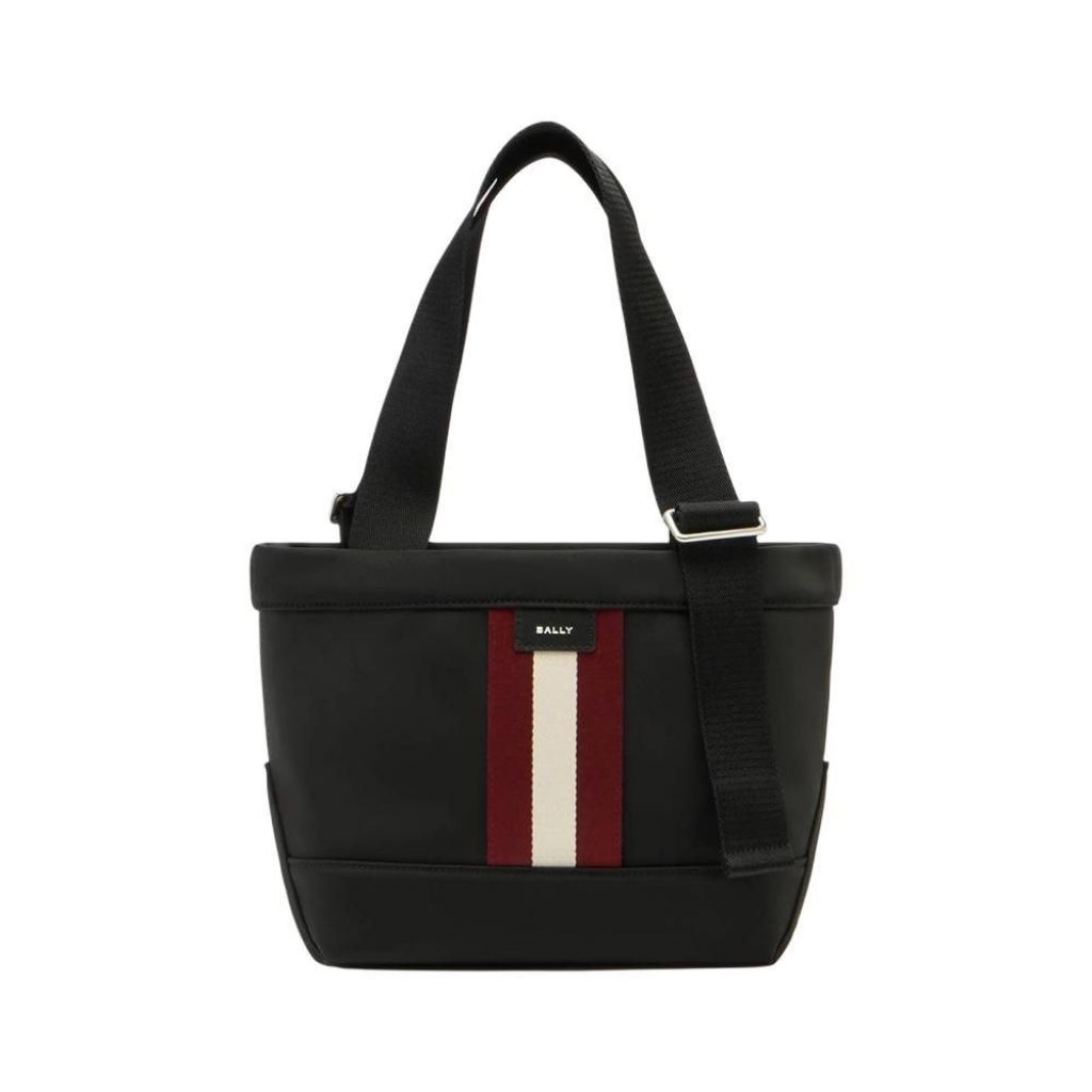 Ready Bally Co de Nylon Top Tote Bag Black Red