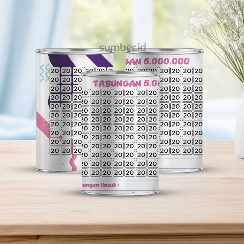 Celengan target 5juta pecahan 20ribu permanen buka tutup tabungan mini 20K GET 5JT ukuran 10 cm x 8 