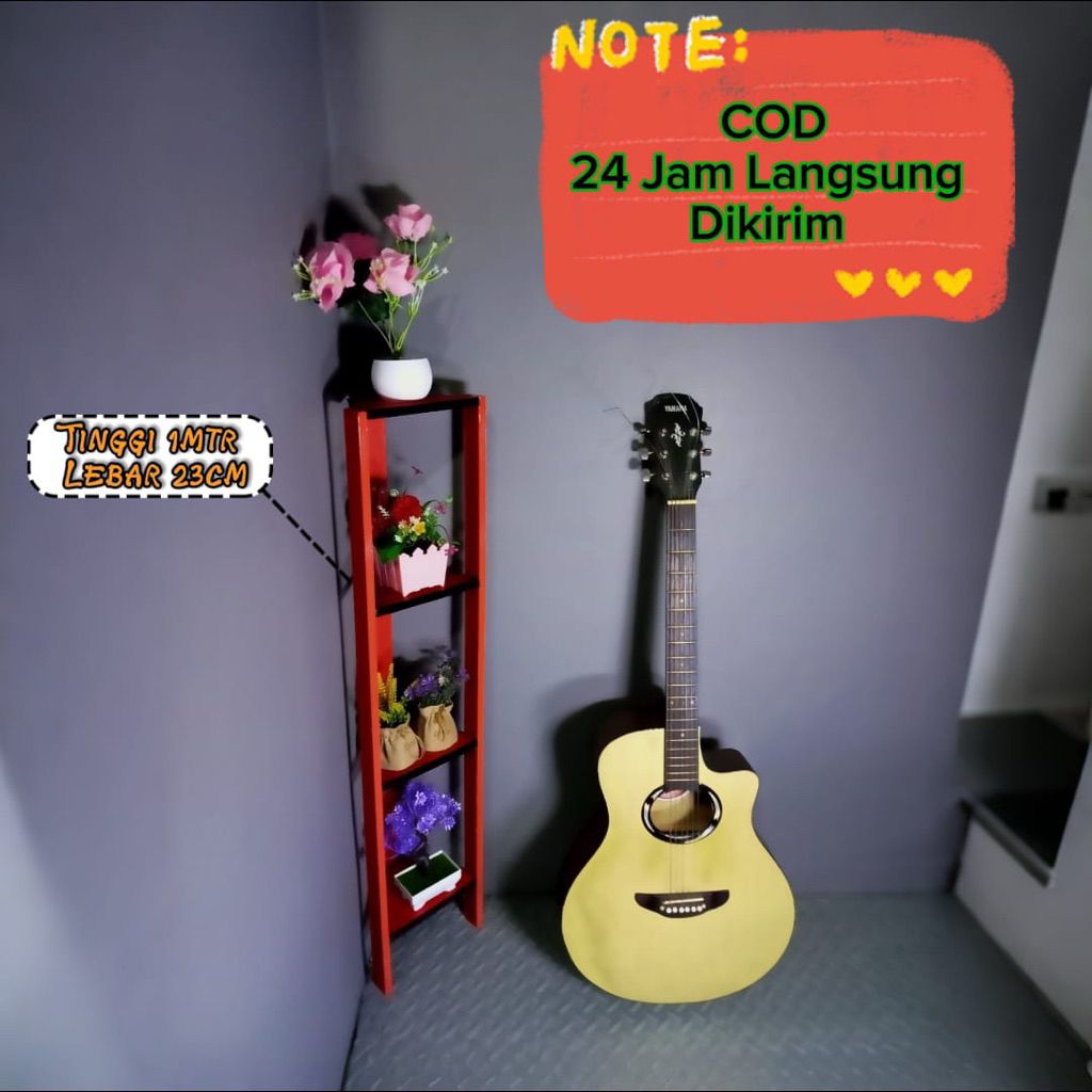 Rak Sudut Kayu Full Merah Serbaguna Dekorasi Rumah Premium 4 Susun Anti Rayap MDF/HDF Super No 01 Ti
