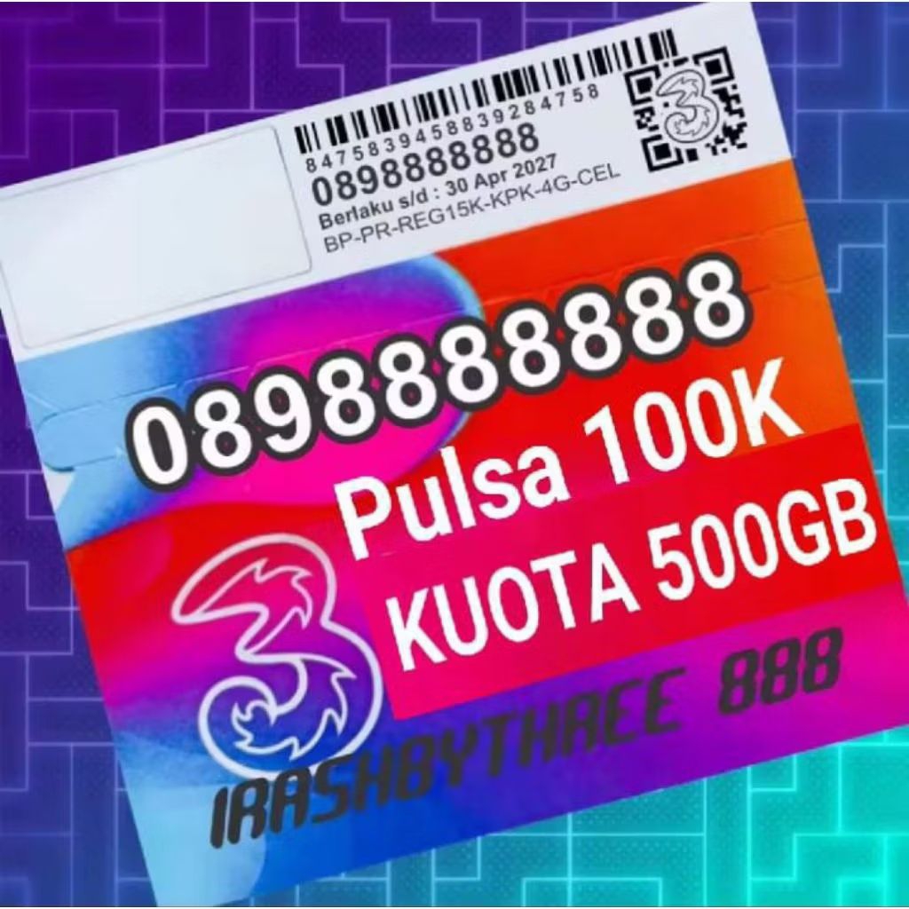 promo kartu perdana TRI 10 digit dengan nomor cantik bonus kuota 5000gb /1tahun bisa di gunakan di s