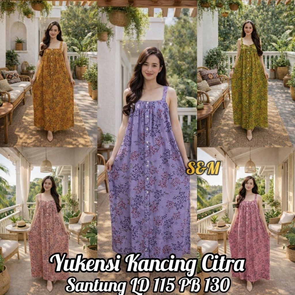 Daster wanita panjang rayon busui friendly dress lengan pendek
