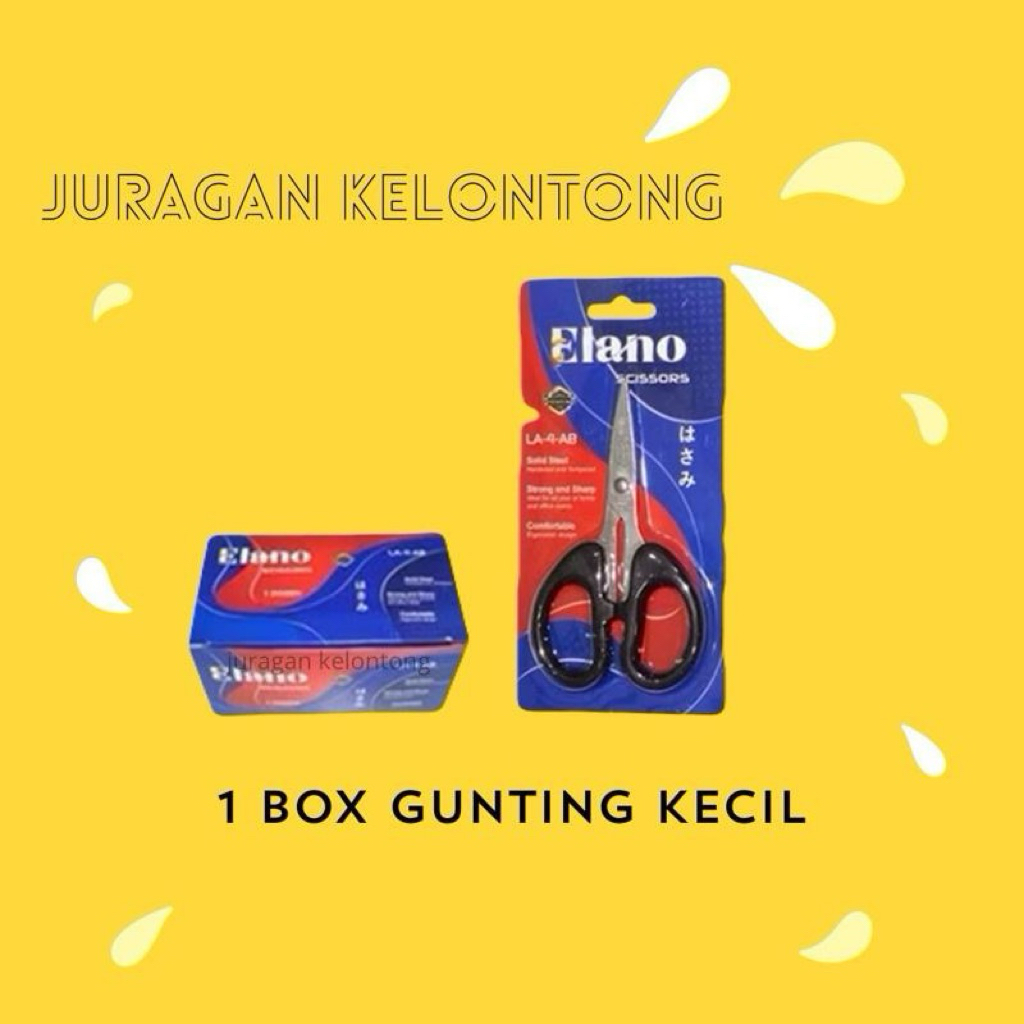 [ 1 PACK 12 PCS ] GUNTING KECIL HITAM ELANO / GUNTING KOTAK HITAM ELANO / GUNTING HITAM KECIL LA-4