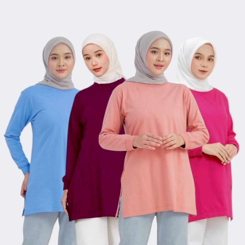 Tunik Polos Jumbo Oversize Bahan Kaos Katun Premium | Fashion Wanita Muslimah Kekinian