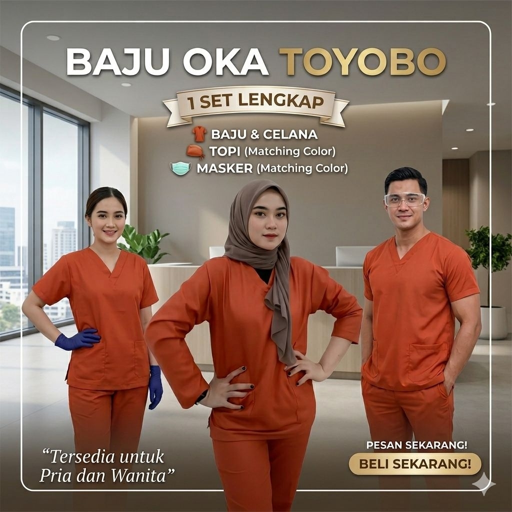 TOYOBO terracotta baju jaga oka ok perawat dokter bidan nakes
