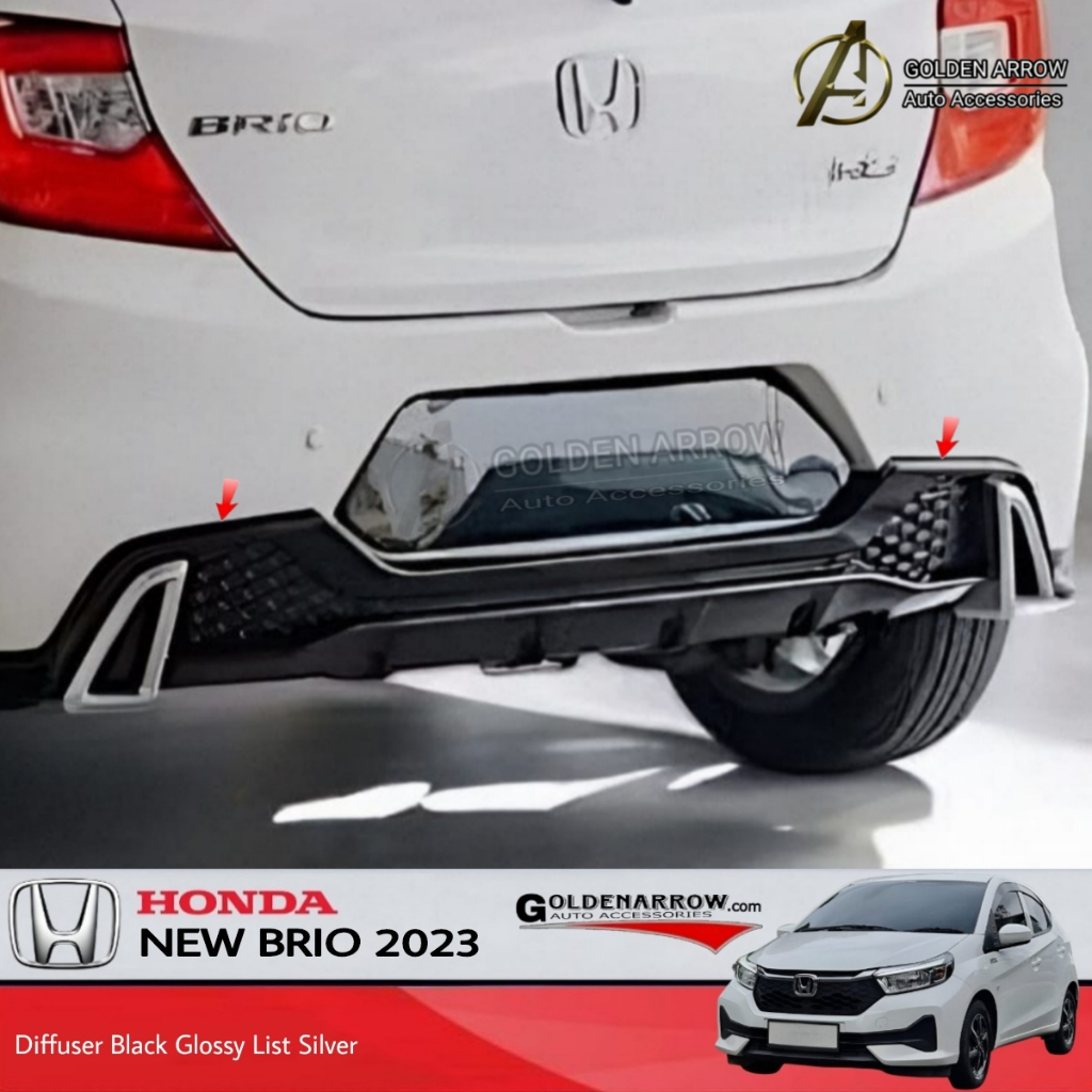 Diffuser Bumper Belakang New Brio 2023 up to 2025 Rear Bumper Diffuser Urbanite Black Glossy