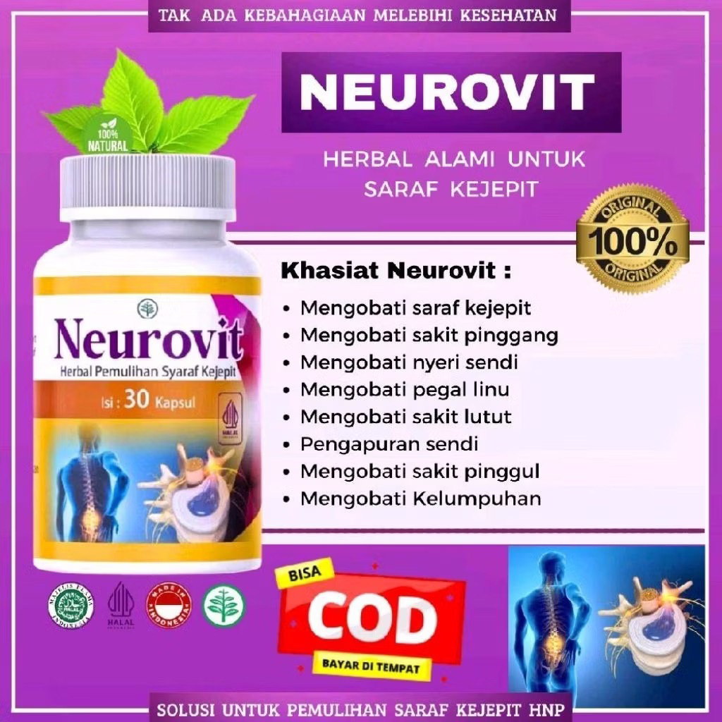 NEUROVIT Herbal Syaraf Kejepit, Solusi Untuk Pemilihan SaraF Terjepit, Kebas, Kesemutan, Rematik, Un