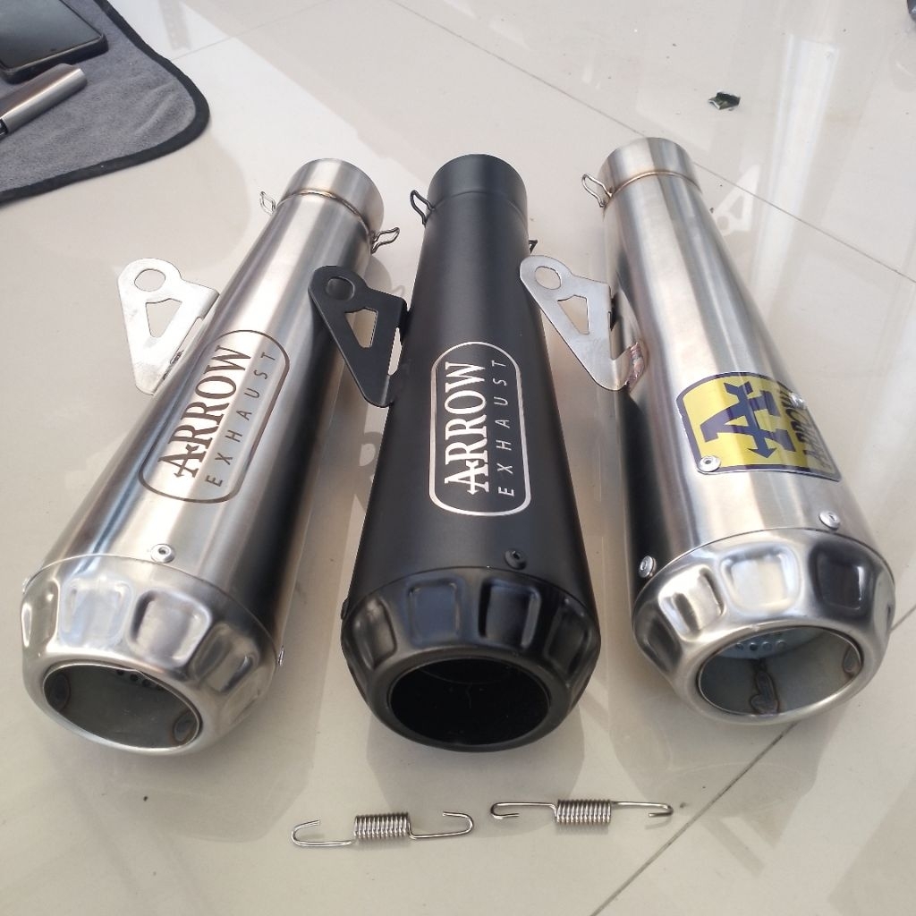 Silencer Knalpot Arrow Inlet 51mm Panjang 25cm - Suara Bass Sarangan Full, Bahan Stainless
