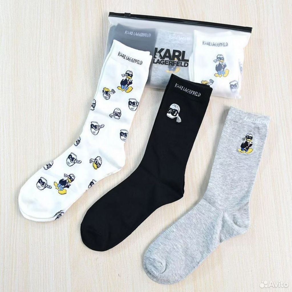 Ready Original KARL LAGERFELD IKONIK Donald Bebek Wanita Pria Socks Kaos Kaki 3 pasang