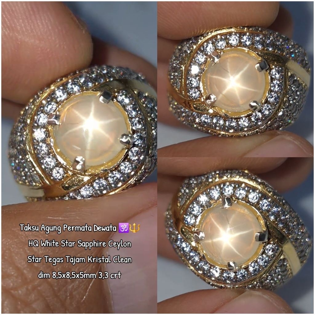 HQ white star sapphire ceylon 3,3 crt star tajam kristal clink ada ruby burma windusara dan bangsing