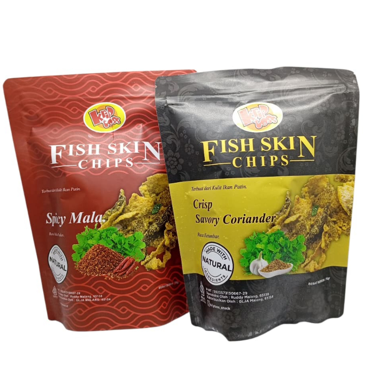 Fish Skin Chips KRIP TOSS 75Gr Kripik Kulit Ikan Terbuat dari Kulit Ikan Patin  Oleh Oleh Khas Bali