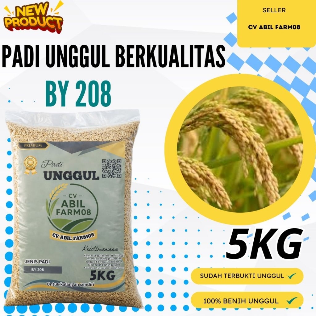 BIBIT PADI UNGGUL SUPER BY 208 KEMASAN 5KG ORIGINAL KUALITAS TERJAMIN 100%
