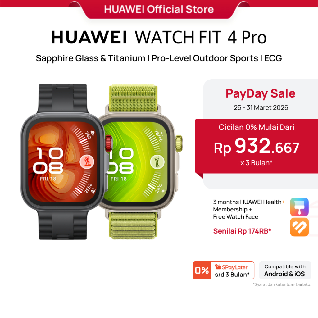 [PayDay Voucher s/d 15%] HUAWEI WATCH FIT 4 Pro | Sapphire Glass & Titanium | Pro-Level Outdoor Spor