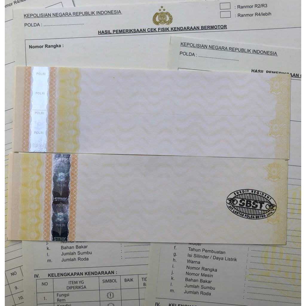 Kertas Gesek Nomor rangka dan mesin samsat - cek fisik kendaraan bantuan