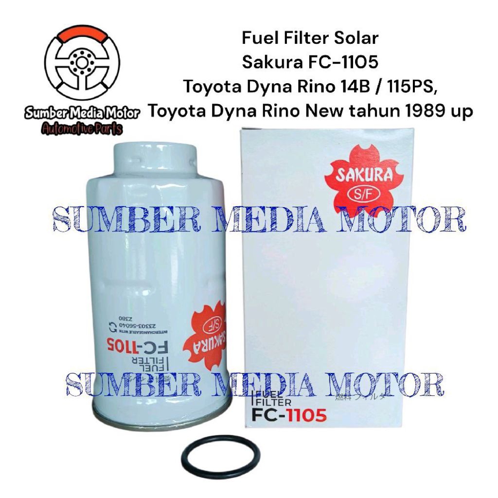 Sakura Fuel Filter Solar FC-1105 Toyota Dyna Rino 14B / 115PS, Toyota Dyna Rino New tahun 1989 up