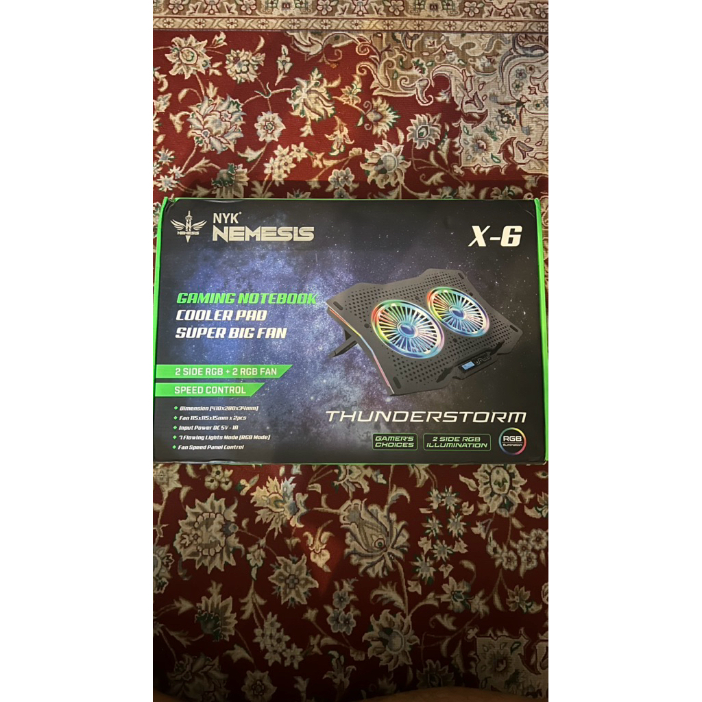 NYK Nemesis X-6 Thunderstorm RGB Laptop Cooling Pad  – Kipas Pendingin Laptop Gaming RGB