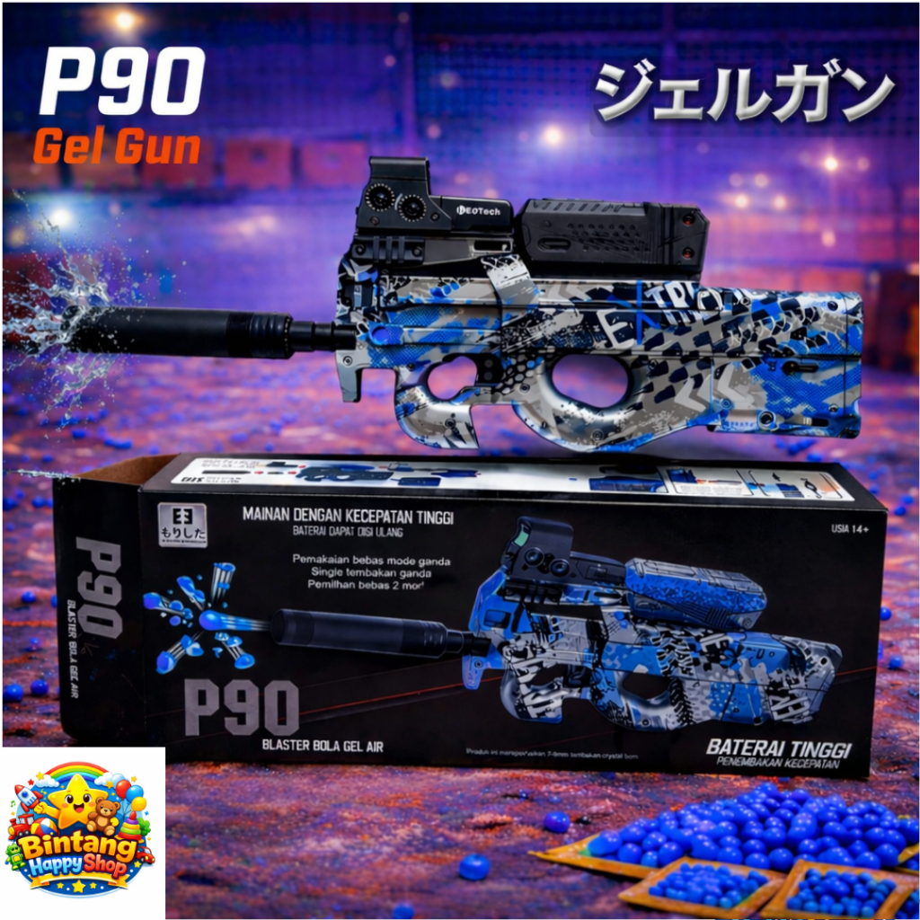 Mainan Anak Gell gun Model P90 Auto electric