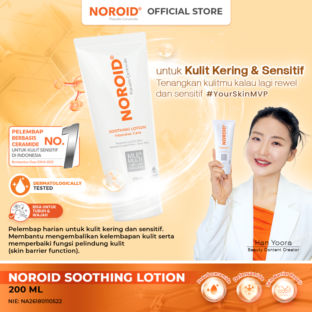 [BELI BESAR LEBIH HEMAT] NOROID SOOTHING LOTION DARI KOREA - Pelembap Moisturizer Kulit Kering dan S