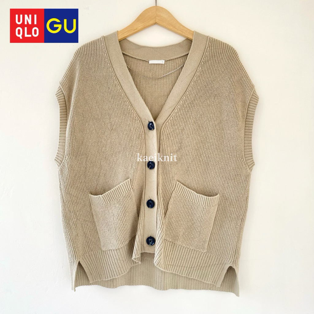Coksu Khaki Knit Vest Rajut GU Uniqlo