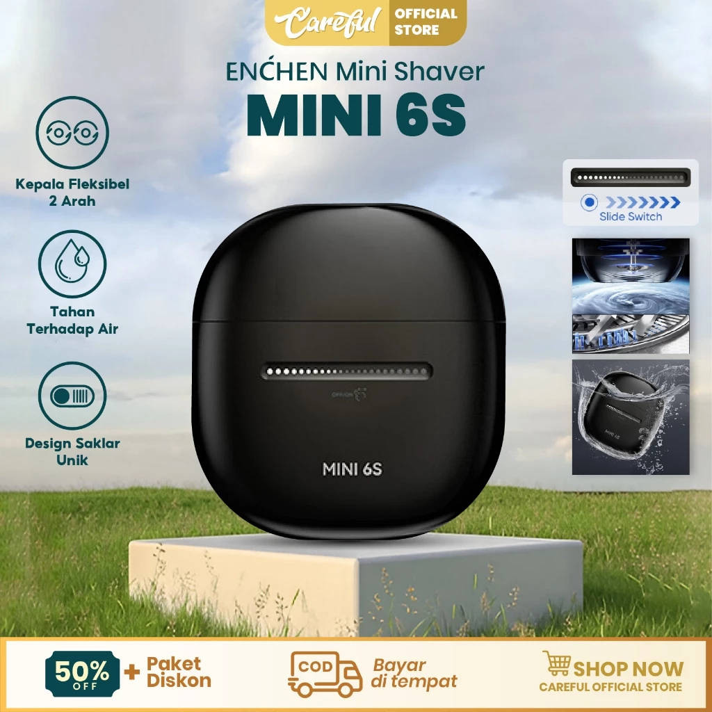 Enchen Mini 6s Alat Cukur Jenggot Elektrik IPX7 Waterproof Hitam