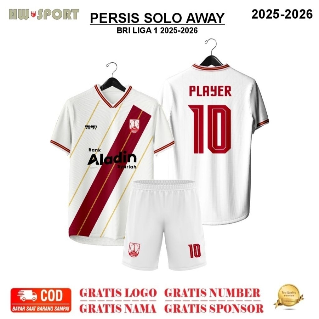 Baju Jersey Persis Solo Away Terbaru 25-26 Free Costum Nama Dan Nomor Anak Dan Dewasa Full Printing 