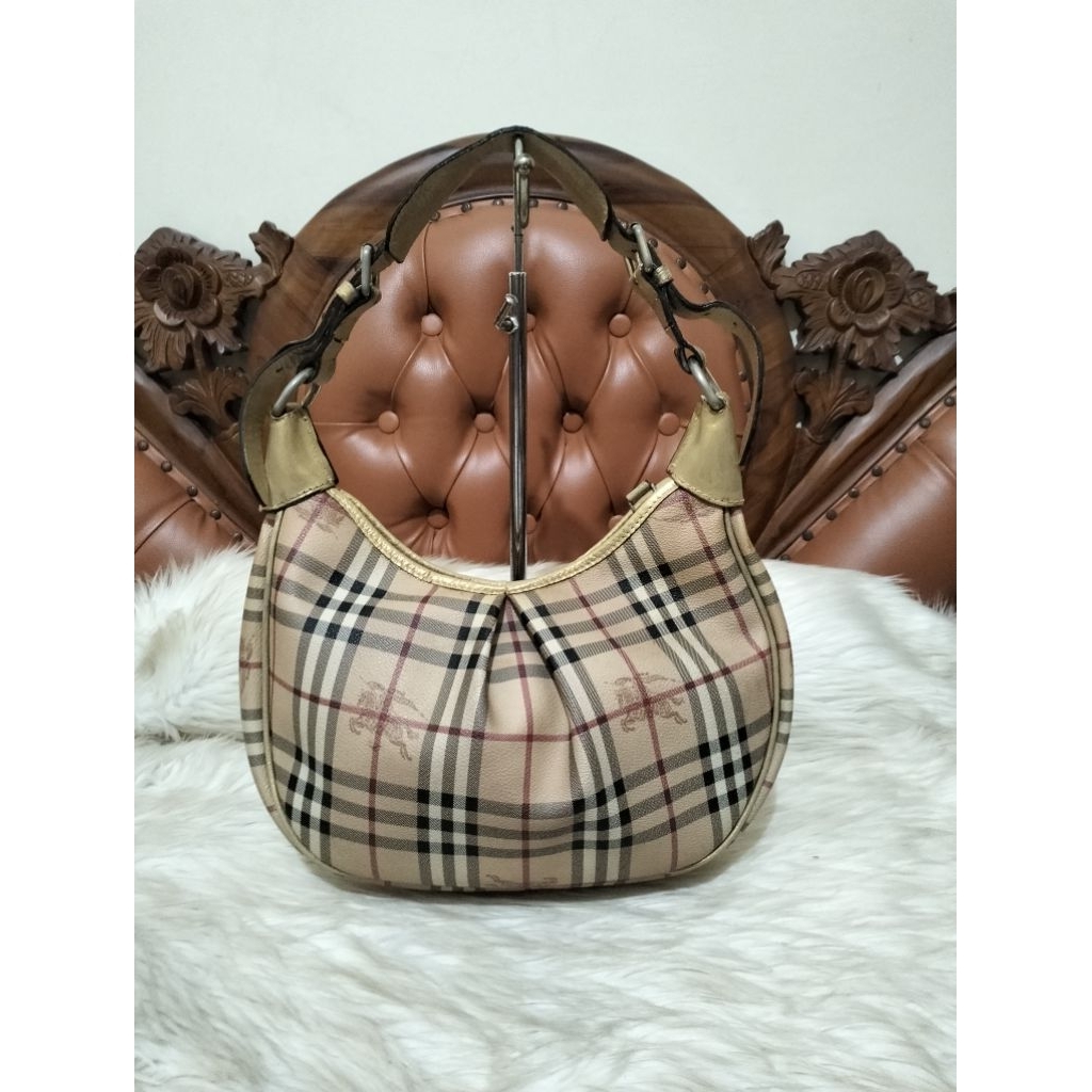 Burberry  Canvas Coated mix Leather Hobo Bag