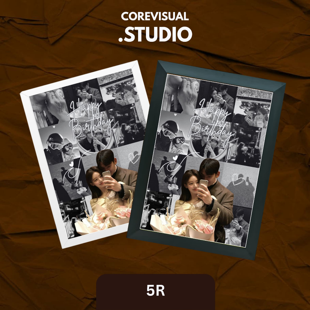 1 HARI JADI Custom Frame Photo Aesthetic Potrait 5R - Bingkai Foto Kado Ulang Tahun Kartu Ucapan