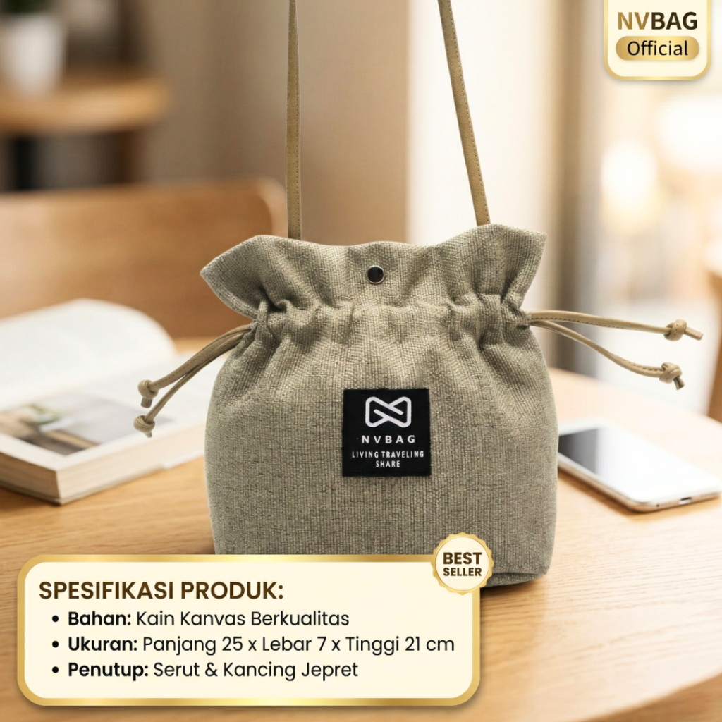 Tas Slingbag Mini Serut Tali Panjang Slempang Cewek Simpel Minimalis Murah COD Semarang Buat Lebaran